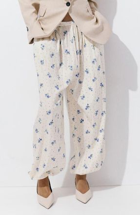 Mango Coya Floral Balloon Pants in White at Nordstrom, Size X-Small