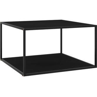 vidaXL Mesa Central Negra De 90x90x50 Cm Con Vidrio Negro