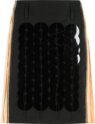 Marni Sequined Raw-Cut Cotton Skirt with Color-Block Panels