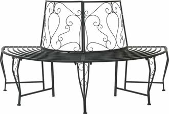 vidaXL Banco De &Aacute;rbol 4-n&uacute;mero De Plazas 160 X 80 X 89 Cm Acero Negro Vidaxl