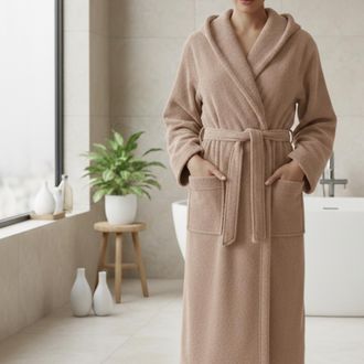 Dmora Albornoz Satofa, 100% Algod&oacute;n Con Capucha, Degradado Color Arena, Talla S, Marr&oacute;n Arena