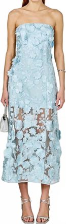 endless rose Strapless Floral Embroidered Maxi Dress In Light Blue