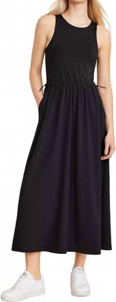 Lou & Grey Wanderweave Mixed Media Midi Pocket Dress In Black