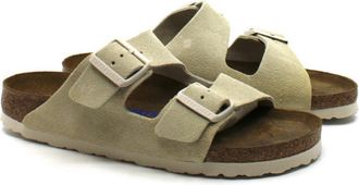 Birkenstock Womens Arizona Suede Sandal In Antique White