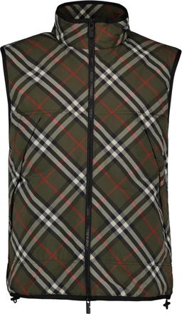 Burberry Vintage Geruite Mouwloze Jas Mannen - Heren - Bodywarmers - Groen - S - Nylon - Jassen