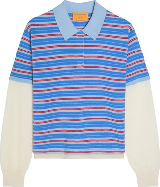 Guest In Residence Layered Striped Cashmere Rugby Jumper - Blue - S (UK8-10 / S)