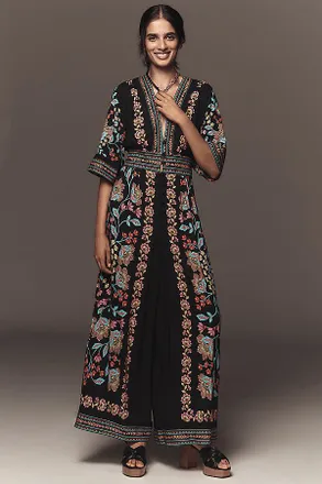 Farm Rio x Anthropologie Printed V-Neck Jumpsuit