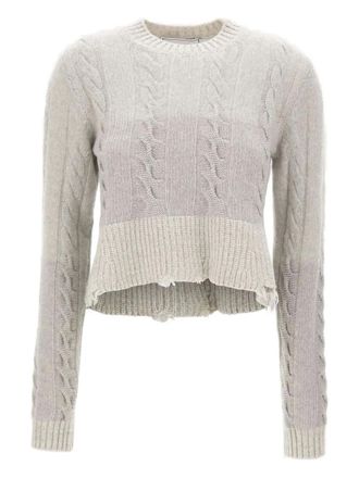 Iceberg cable-knit fringed sweater - women - Wool/Polyamide - S - Grey