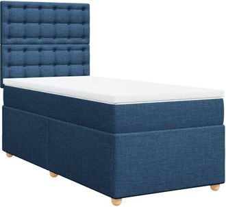 vidaXL Vidaxl - Cama Box Spring Con Colch&oacute;n Tela Azul 90x200 Cm