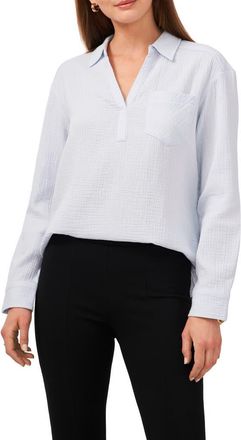Chaus V-Neck Collared Blouse in Frozen at Nordstrom, Size X-Small