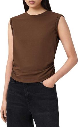 AllSaints West Side Ruched Tank in Pecan Brown at Nordstrom, Size X-Small