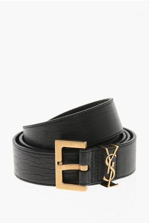 Saint Laurent Leather Belt CASSANDRA With 30mm Branded Loop size 65