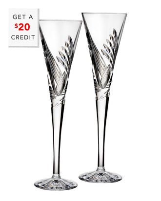 Waterford Wishes Beginnings Set Of 2 6Oz Fluteswith $20 Credit