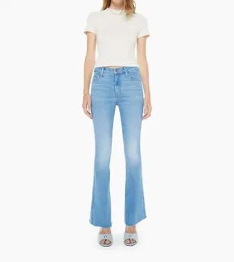 Mother Weekender Mid Rise Flare Frayed Hem Jeans In Satisfy Your Cravings