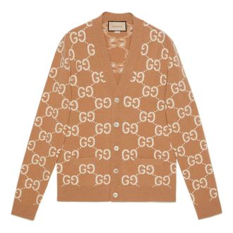 Gucci GG Wool Jacquard Cardigan Camel Ivory 694758-XKCC5-2296