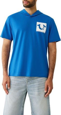 True Religion Hooded Cotton Graphic T-Shirt in Pacific Blue at Nordstrom, Size Xxx-Large
