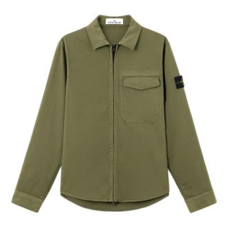 Stone Island Light Jackets, male, Green, Size: S Overshirt