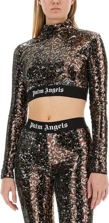 Palm Angels Sequined Multicolor T-Shirt - Multicolor