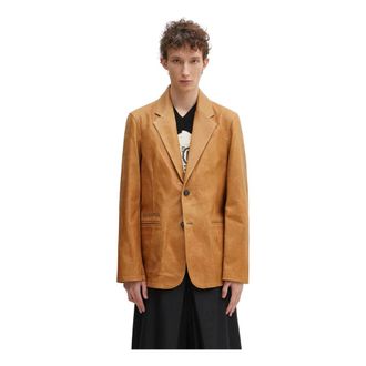 Our Legacy Blazer de Apertura de Cuero - Jackets - Hombre - Marr&oacute;n - L