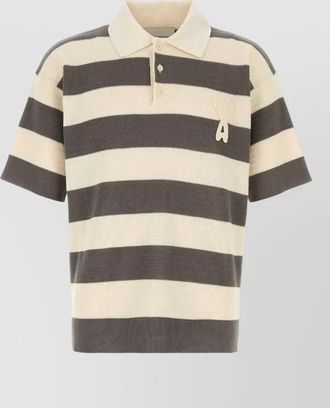 Ami cotton polo shirt embroidered striped collar