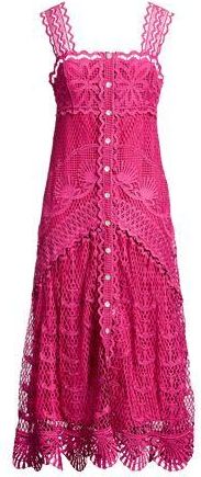 Farm Rio PINK NAUTICAL GUIPURE MAXI DRESS