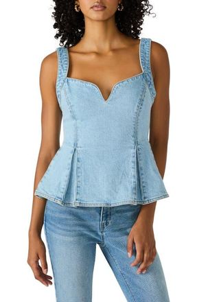 Steve Madden Zenia Stretch Cotton Peplum Top in Delft Blue at Nordstrom, Size 8