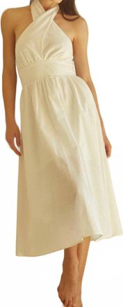 Crescent Kate Halter Midi Dress In Ivory