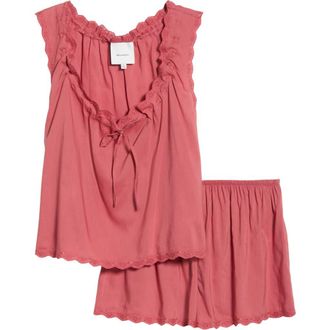 Reformation Hazel Short Cotton Blend Pajamas in Rosewood at Nordstrom, Size X-Small