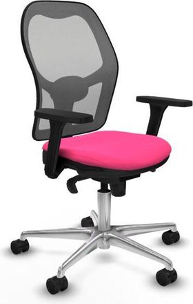 Piqueras y Crespo Piqueras Y Crespo - Jorquera Sincro Malla Gris Similpiel Rosa Brazos 3d Base Aluminio Ruedas 65mm Nailon