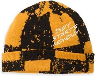 Diet Starts Monday Checkered Beanie in Yellow/Black at Nordstrom Rack