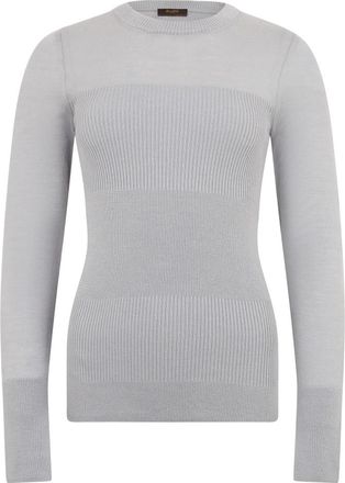 Moorer Fitted Crew Neck Sweater - Dames - Ronde hals truien - Grijs - XS - Wol - Truien & Vesten
