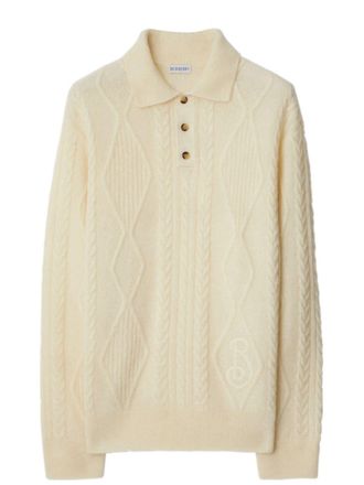 Burberry Aran-knit polo shirt - Neutrals