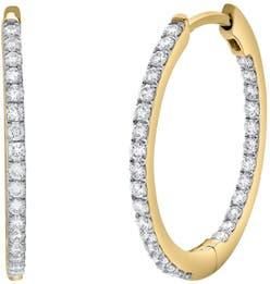 LuvMyJewelry Everbloom Sleek Inside Out Diamond Set Hoop Earrings in 14K Gold in 14K Yellow Gold at Nordstrom