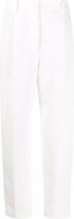 Brunello Cucinelli Witte Linnen-Katoen Tapered Broek - Dames - Straight fit broeken - Wit - M - Katoen - Broeken
