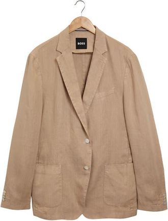 BOSS Hanry Slim Fit Linen Sport Coat in Med Bge at Nordstrom, Size 38 Short