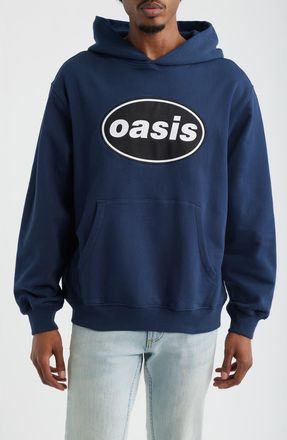 Pleasures x Oasis Knebworth Graphic French Terry Hoodie in Navy at Nordstrom, Size Xx-Large