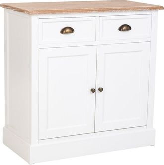 Wanderlust Deco Recibidor De Madera Blanco De 2 Cajones Y 2 Puertas 82x39.5x80h Cm