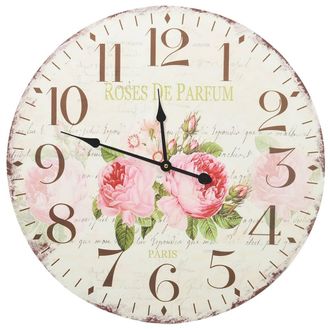 vidaXL Reloj De Pared Vintage Con Flores 60 Cm Vidaxl