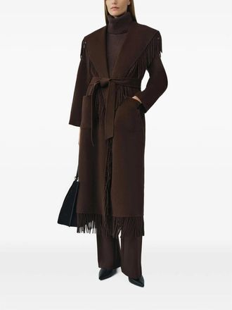 SIMKHAI Carrie Fringe-trimmed Belted Coat