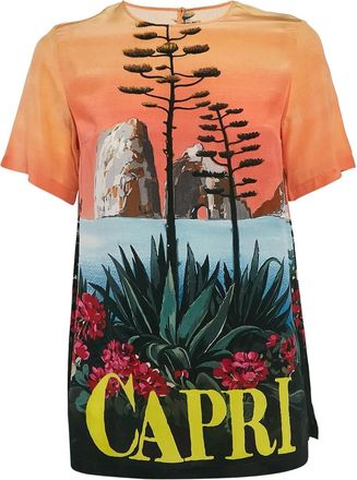 Dolce & Gabbana T-shirt in seta a maniche corte - Arancione