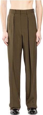 Tom Ford Wool Cashmere Silk Reps Double Pleat Broeken - Heren - Straight fit broeken - Groen - L - Wol - Broeken