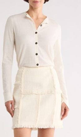 Lafayette 148 New York Button Front Cardigan in Cloud at Nordstrom Rack, Size X-Small