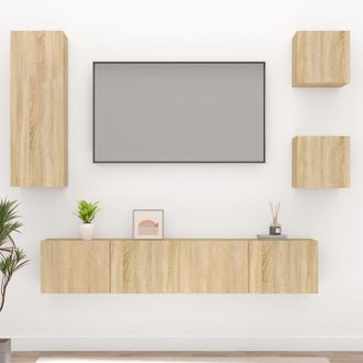 vidaXL Vidaxl - Set De Muebles Para Tv 5 Pzas Madera Contrachapada Roble Sonoma