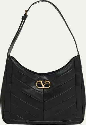 Valentino Garavani Medium Chevron Leather Hobo Bag