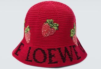 Loewe Strawberry beaded bucket hat