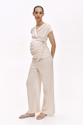 H&M Mama 2-piece Crinkled Jersey Set in Light Beige at Nordstrom, Size Xx-Large