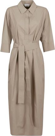 P.A.R.O.S.H. P.a.r.o.s.h., Kleedjes, Dames, Beige, M, Katoen, Bruine Katoenen Jurk voor Vrouwen