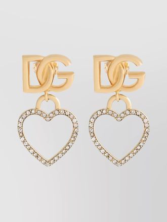 Dolce & Gabbana crystal-embellished heart pendant earrings