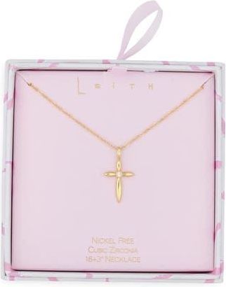 Leith Cross Pendant Necklace in Clear- Gold at Nordstrom Rack