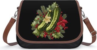 Generic Christmas German Pickle Small Womens Crossbody Bags Shoulder Handbag with Adjustable Strap for Travel